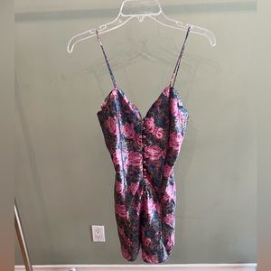 Victoria's Secret Gold Label Satin Gown Vtg Floral Lace Pink Green EUC size s